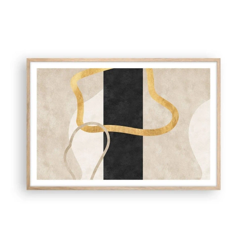 Poszter világos tölgy keretben - Hurkolt formák - 91x61 cm