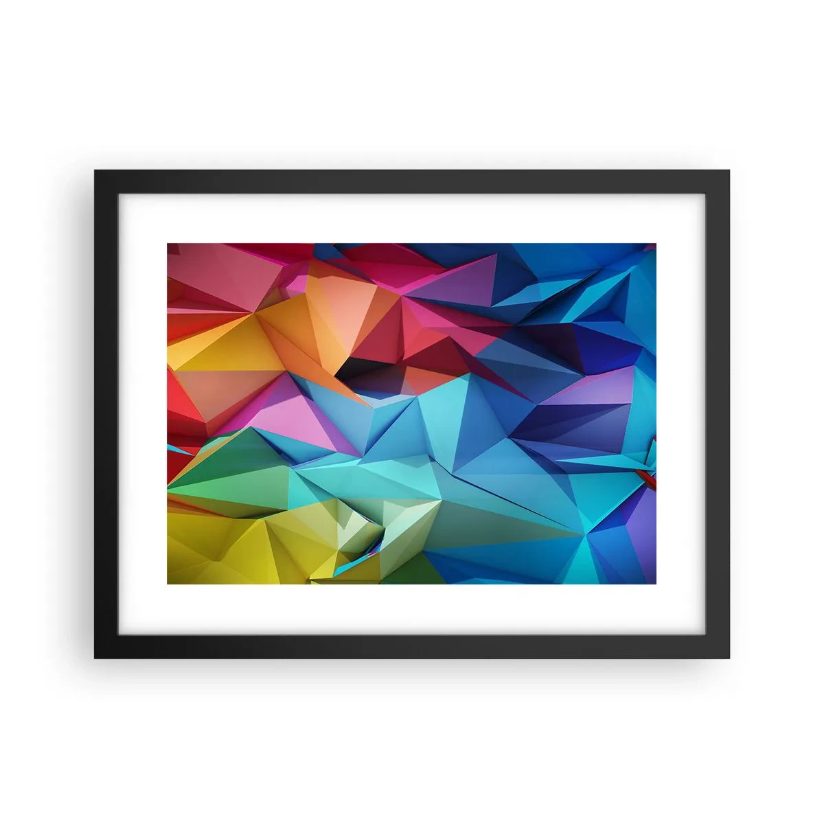 Poszter fehér keretben - Szivárvány origami - 40x30 cm