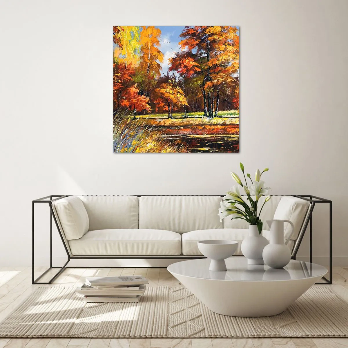 Üveg kép - Tájkép aranyban és bronzban - 40x40 cm