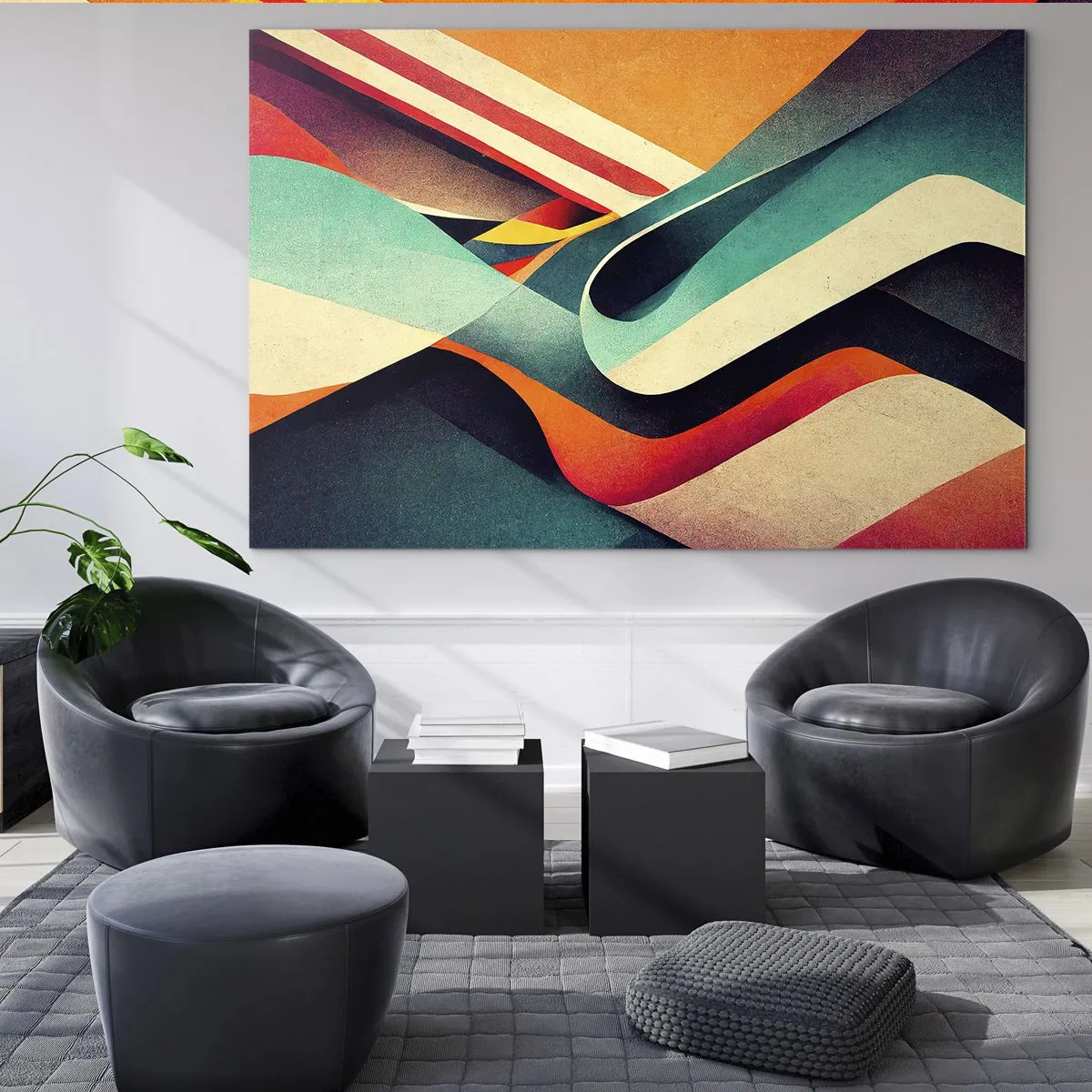 Üveg kép - Színes csíkok dinamikus, absztrakt kompozícióban - 70x50cm - Intenzív kompozíció - Modern fali dekoráció nappalihoz és hálószobához ARTTOR