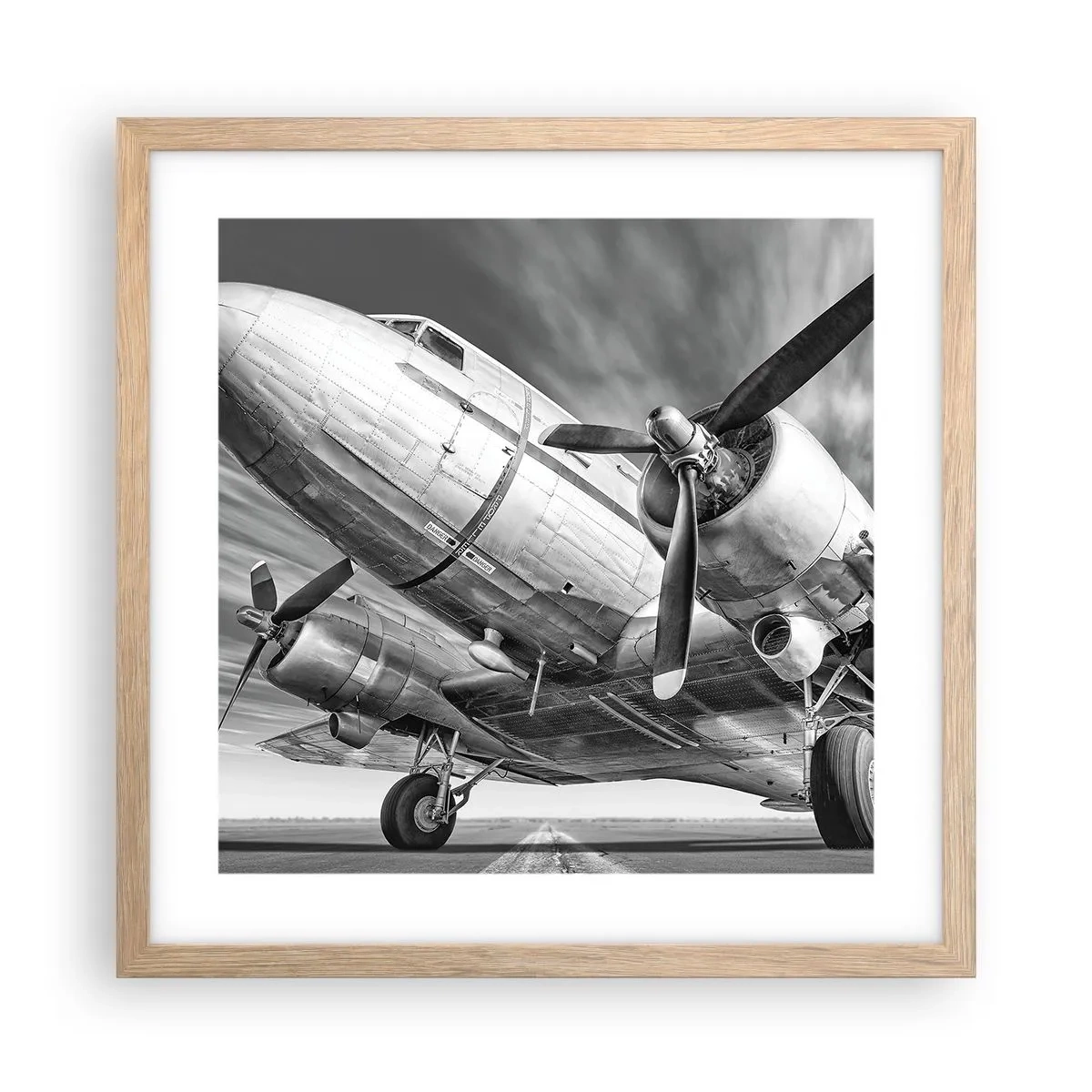 Poszter világos tölgy keretben - Mindig kész a repülésre - 40x40 cm