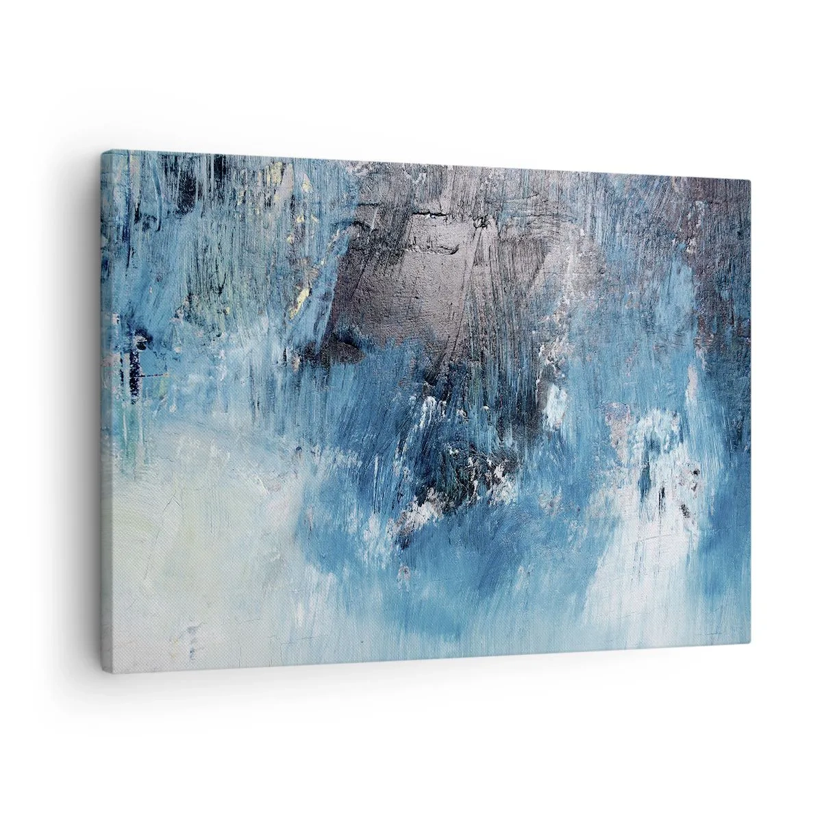 Vászonkép - Absztrakt ecsetvonások kék árnyalatokban - 70x50cm - Kék rapszódia - Modern fali dekoráció nappalihoz és hálószobához ARTTOR