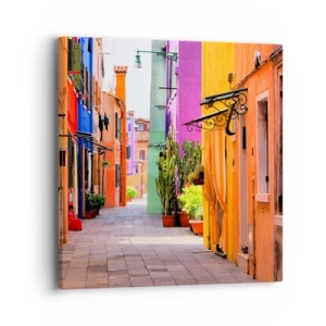 Vászonkép - Szivárványos sikátor - 40x40 cm