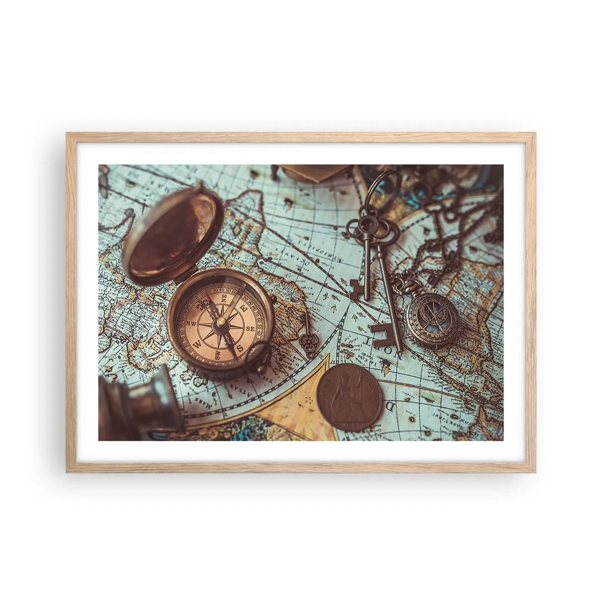 Poszter világos tölgy keretben - A kalandvágynak - 70x50 cm