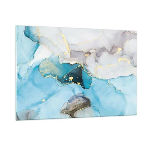 Üveg kép - Tanulmány a szürke és a türkiz találkozásáról - 120x80 cm