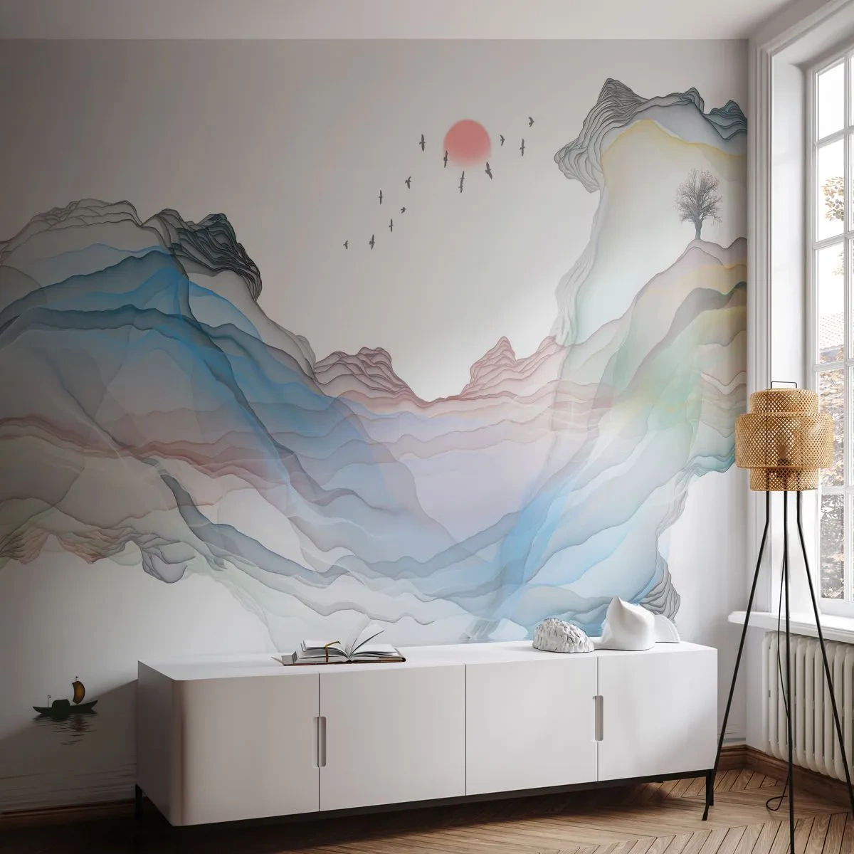 Öntapadós Fotótapéta Deluxe Sticker - A kristály hegyek felé - Absztrakció, Fantázia, Tájkép - 250x175 cm