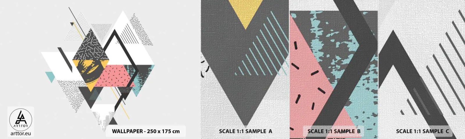 Fotótapéta Minta Premium Canvas - Variáció háromszögön és rombuszon - Absztrakció, Darab, Háromszögek - 100x30 cm