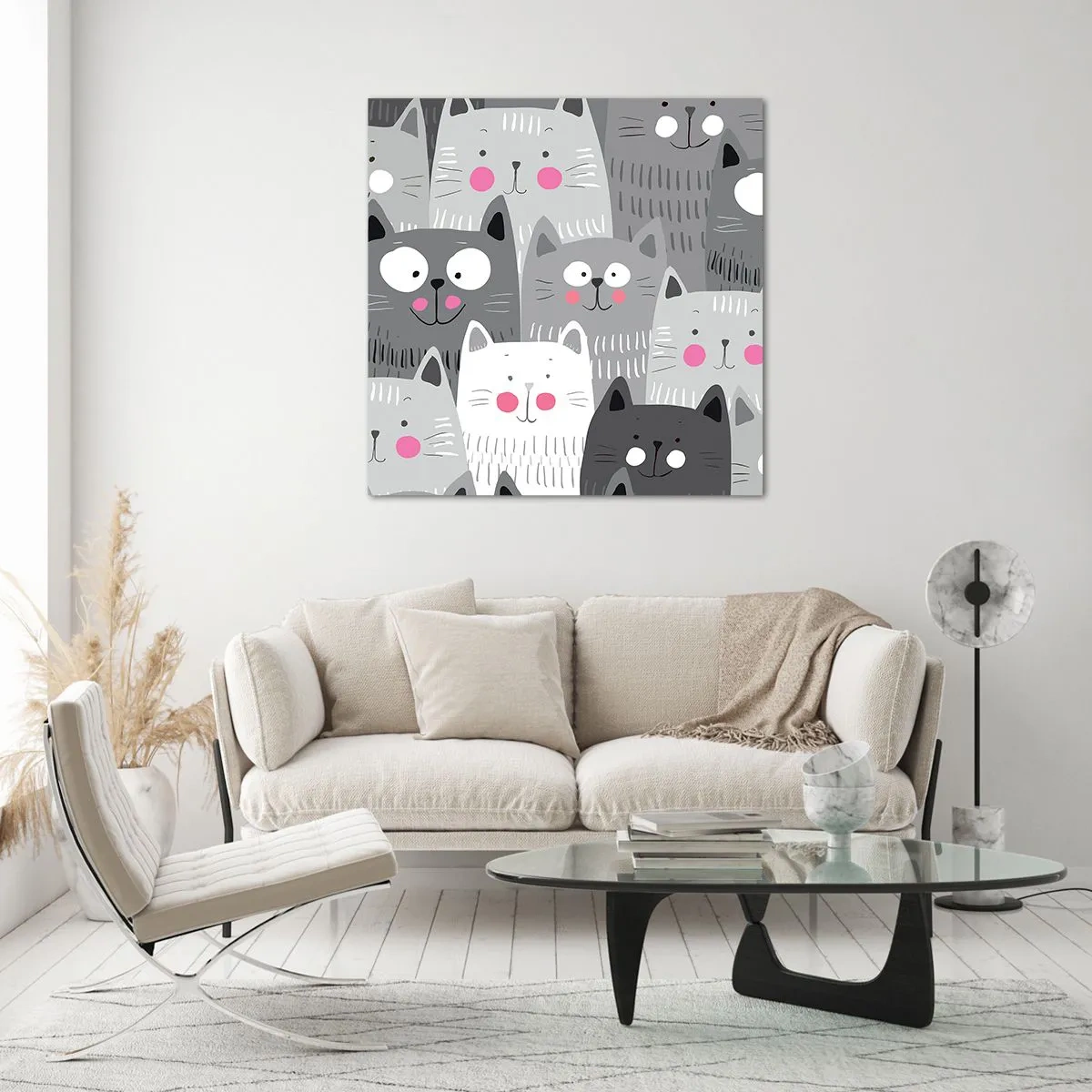 Üveg kép - A macska világa - 40x40 cm