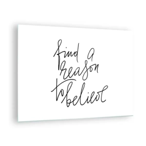 Üveg kép - Minimalista tipográfia inspiráló idézettel - 70x50cm - Ez lehetséges - Modern fali dekoráció nappalihoz és hálószobához ARTTOR