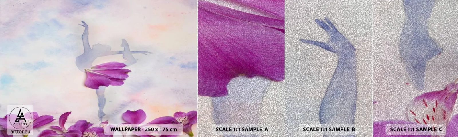 Fotótapéta Minta Premium Sand - Gyengéd, mint a virág - Absztrakció, Balerina, Tánc - 100x30 cm