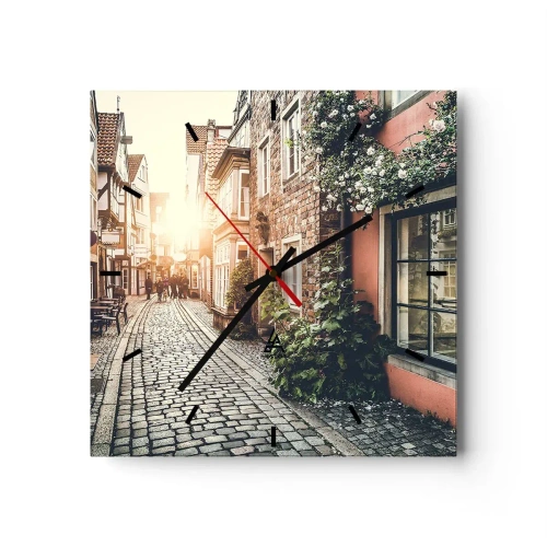 Falióra, Óra - Rózsa sikátor rózsaszín fényben - 40x40 cm