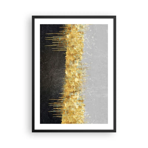 Poszter fehér keretben - Arany, fekete és ezüst absztrakt kompozíciója - 50x70cm - Befelé és felfelé - Modern fali dekoráció nappalihoz és hálószobához ARTTOR
