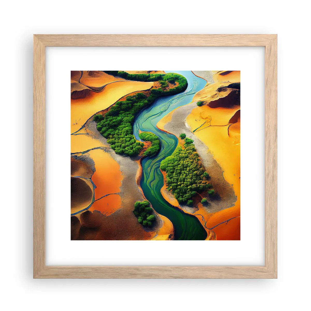 Poszter világos tölgy keretben - Életetadó folyó - 30x30 cm
