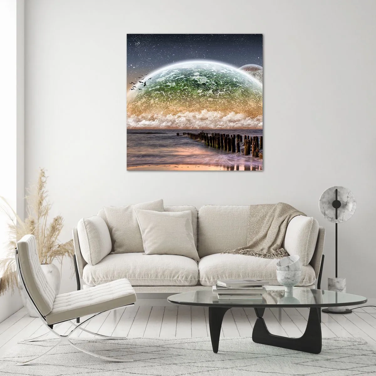 Üveg kép - És a világ kiemelkedett a vízből - 70x70 cm