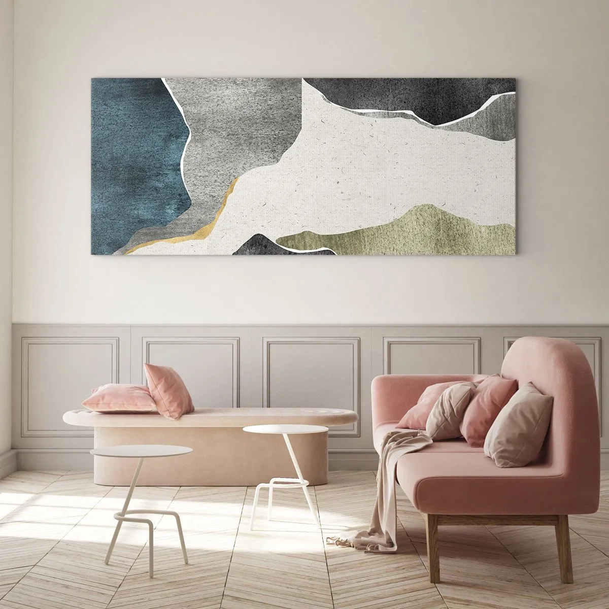 Üveg kép - Mozaik kompozíció aranyszállal - 120x50 cm