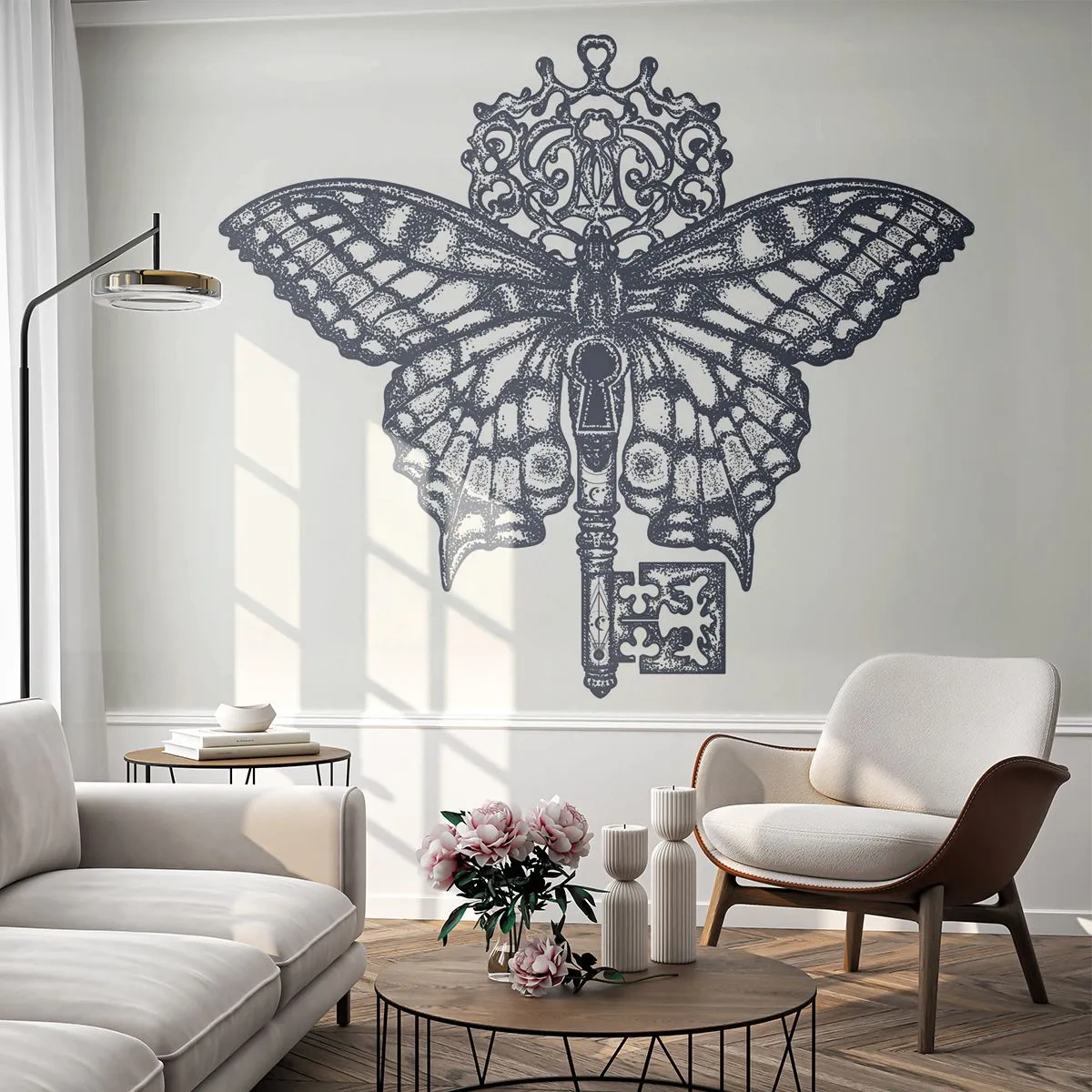 Öntapadós Fotótapéta Deluxe Sticker - A szív minden titka - Absztrakció, Pillangó, Kulcs - 350x256 cm