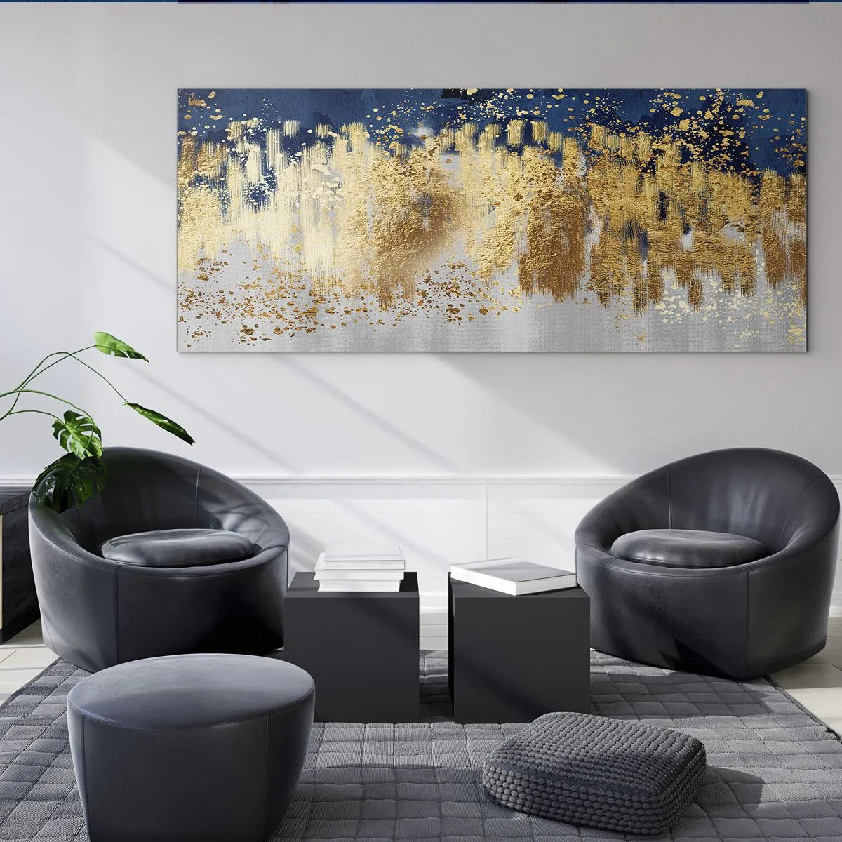 Üveg kép - Modern kompozíció csillogással - 100x40 cm