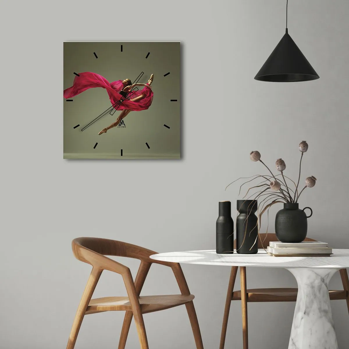 Falióra, Óra - Táncoló láng - 40x40 cm