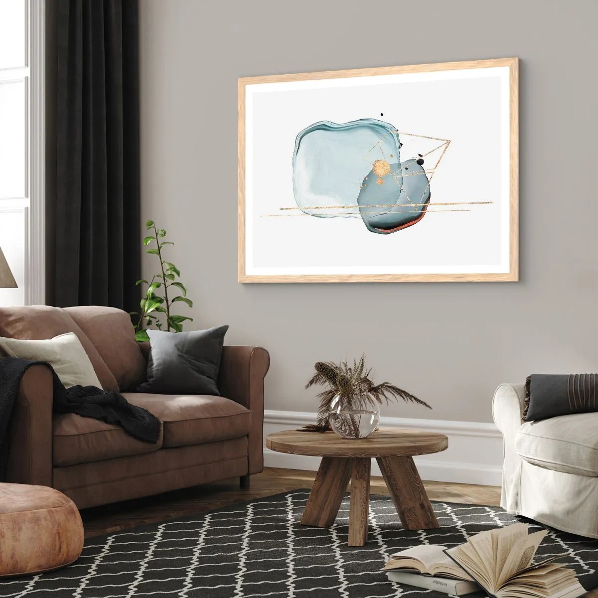 Poszter világos tölgy keretben - Cseppek tanulmánya - 91x61 cm