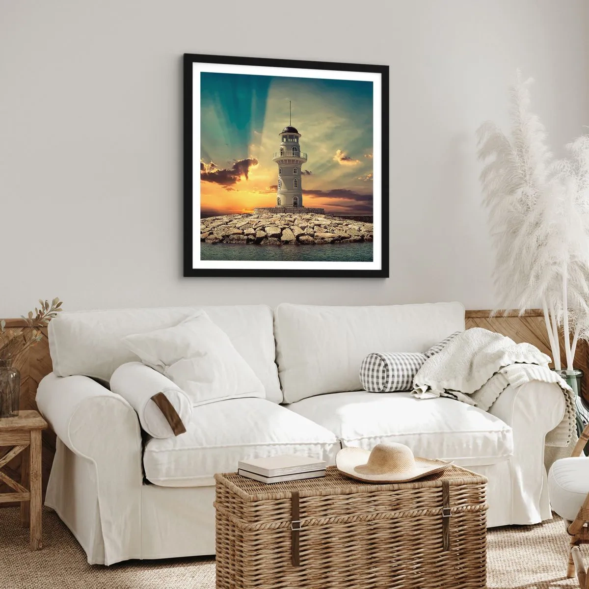 Poszter fehér keretben - Fény - Jóság - Szépség - 60x60 cm