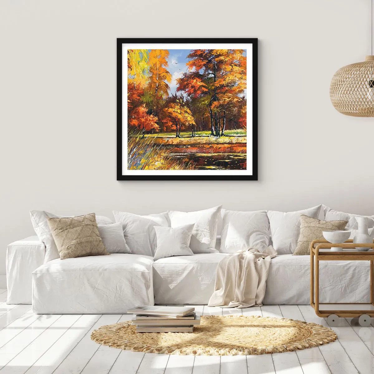 Poszter fehér keretben - Tájkép aranyban és bronzban - 30x30 cm