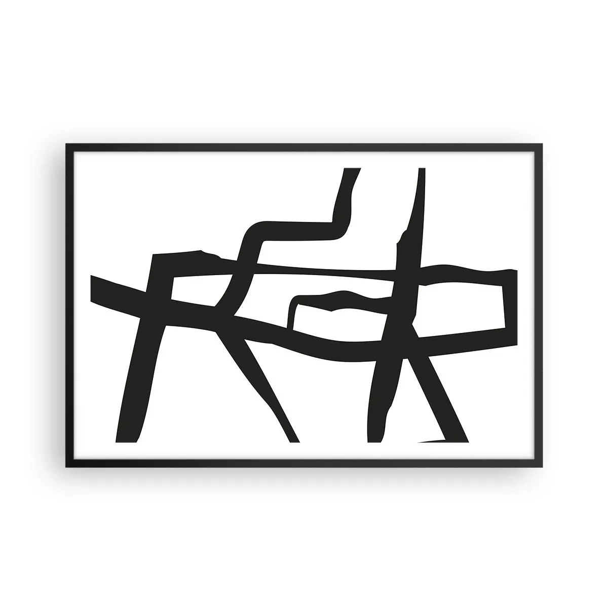 Poszter fehér keretben - Fekete-fehér konstrukció - 91x61 cm