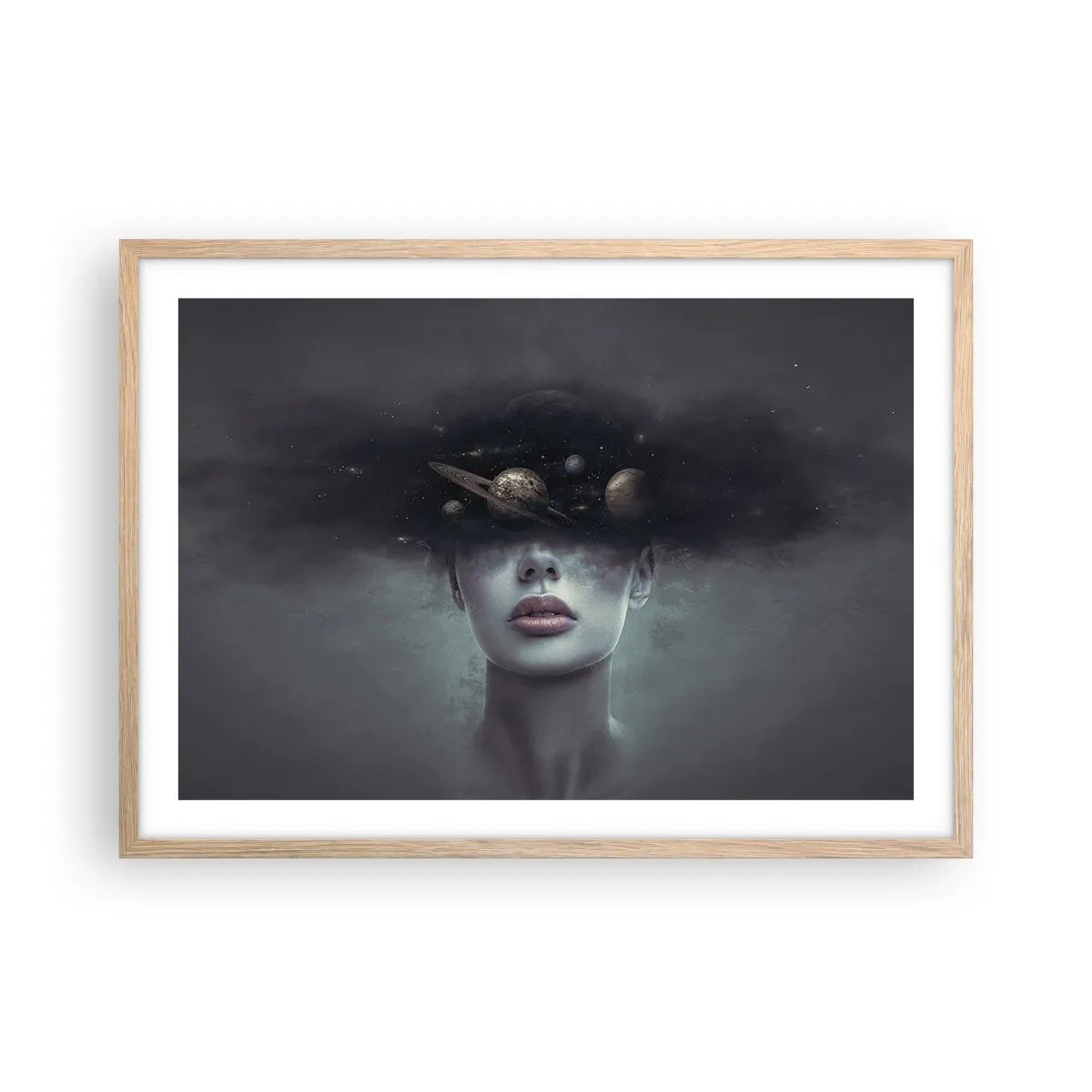 Poszter világos tölgy keretben - És a bolygók megvadulnak... - 70x50 cm