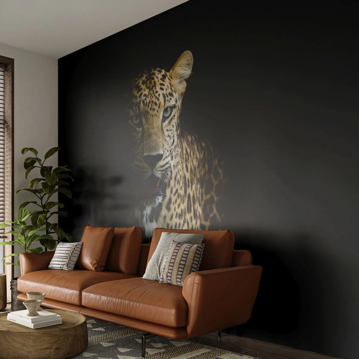 Fotótapéta Premium Canvas - Sötét szépség - Állatok, leopárd, Vadmacska - 250x175 cm
