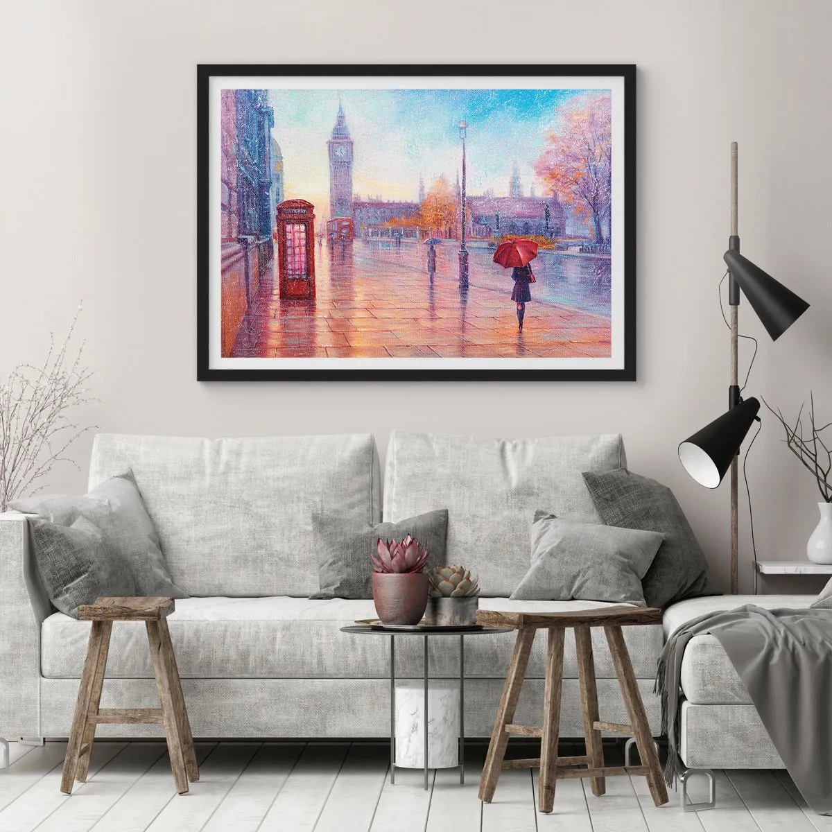 Poszter fehér keretben - Őszi nap Londonban - 70x50 cm