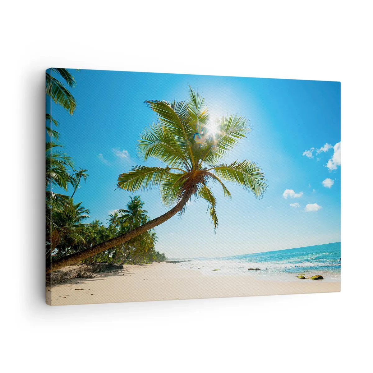 Vászonkép - Pálmafás strand trópusi tájban - 70x50cm - Nem mutatni senkinek - Modern fali dekoráció nappalihoz és hálószobához ARTTOR
