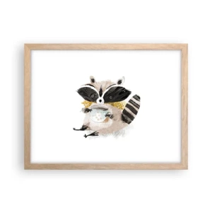 Poszter világos tölgy keretben - A barátom a mosómedve - 40x30 cm