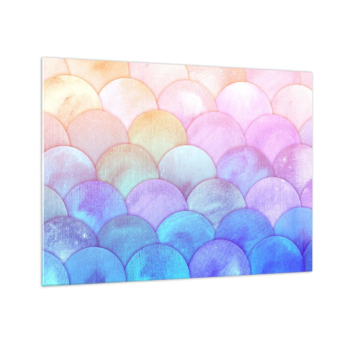 Üveg kép - Pasztell rózsaszín, kék és lila árnyalatú gyöngypikkelyek - 70x50cm - Gyöngyház kagyló - Modern fali dekoráció nappalihoz és hálószobához ARTTOR