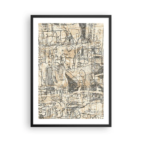 Poszter fehér keretben - Absztrakt geometrikus minta bézs és fekete árnyalatokban - 50x70cm - Dekódolásra vár - Modern fali dekoráció nappalihoz és hálószobához ARTTOR
