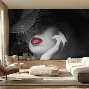 Fotótapéta Premium Canvas - Egy tanulmány Scarletben - Nő, vörös ajkak, Divat - 350x256 cm