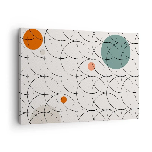 Vászonkép - Geometrikus minta színes körökkel világos háttéren - 70x50cm - A pop-art szellemében - Modern fali dekoráció nappalihoz és hálószobához ARTTOR