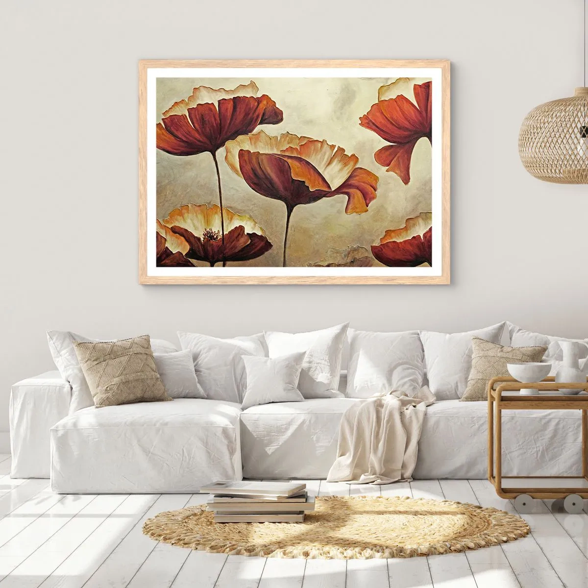 Poszter világos tölgy keretben - Rét - 100x70 cm