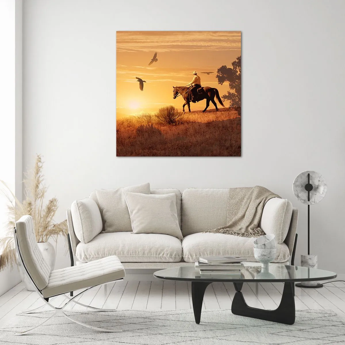 Üveg kép - Egyedül a prérin keresztül - 40x40 cm