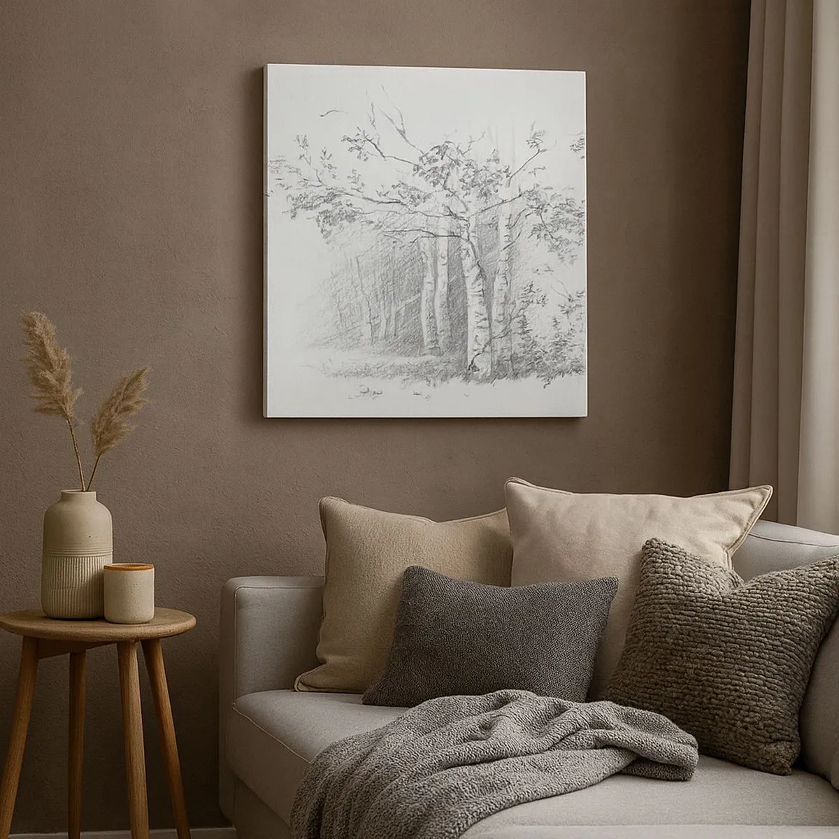 Vászonkép - A nyírerdő fénye - 30x30 cm