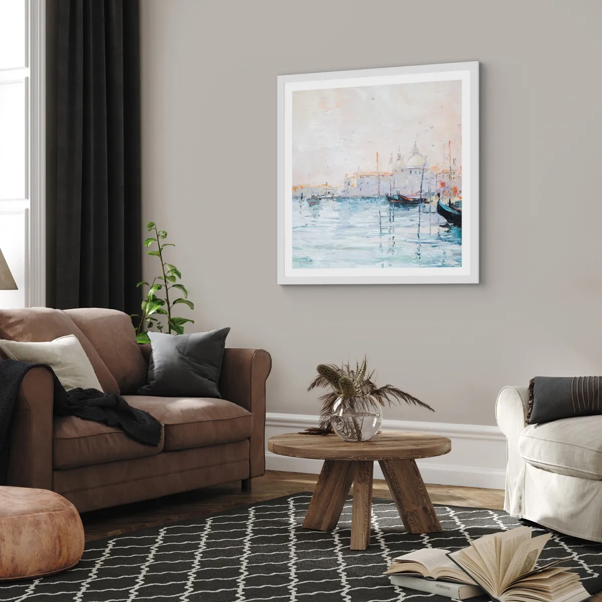 Poszter fekete keretben - A víz mögött, a köd mögött - 60x60 cm