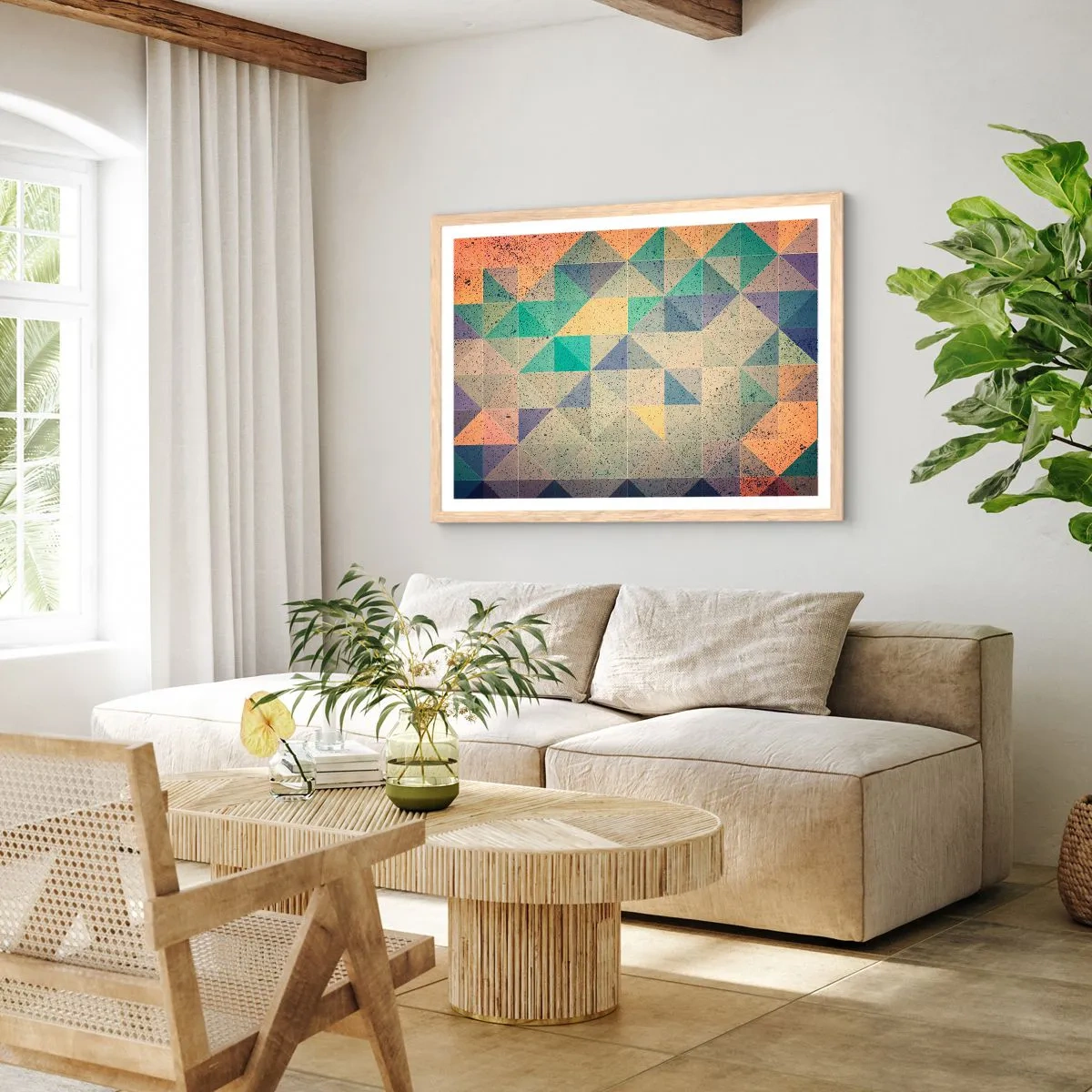 Poszter világos tölgy keretben - A háromszögek köztársasága - 40x30 cm