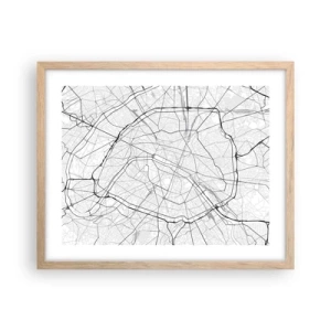 Poszter világos tölgy keretben - Párizs virága - 50x40 cm