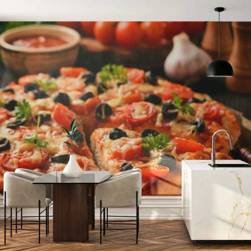 Egyedi tapéta Premium Sand - Ismét megúsztad - Gasztronómia, pizza, Paradicsom
