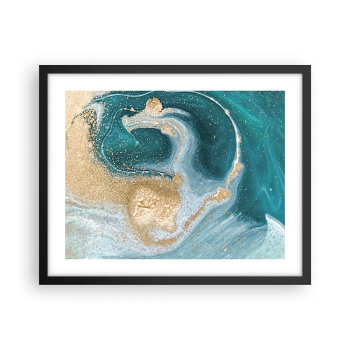 Poszter fehér keretben - Arany és türkiz örvénye - 50x40 cm