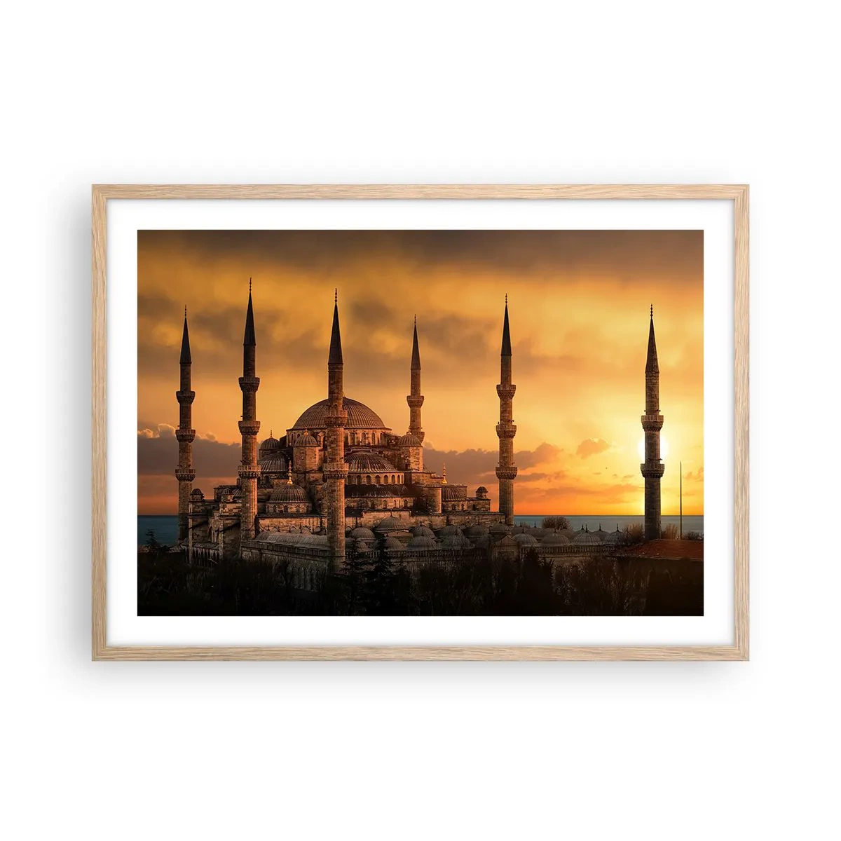 Poszter világos tölgy keretben - Isten hatalmas - 70x50 cm