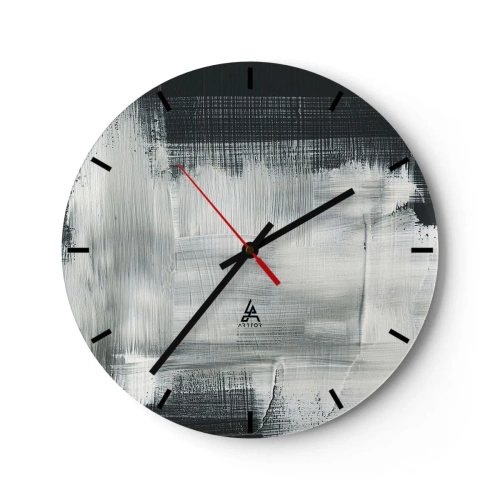Falióra, Óra - Absztrakt minta fekete-fehér árnyalatokban - 30x30cm - Függőlegből és vízszintből szőtt - Modern fali dekoráció nappalihoz, konyhához és hálószobához ARTTOR