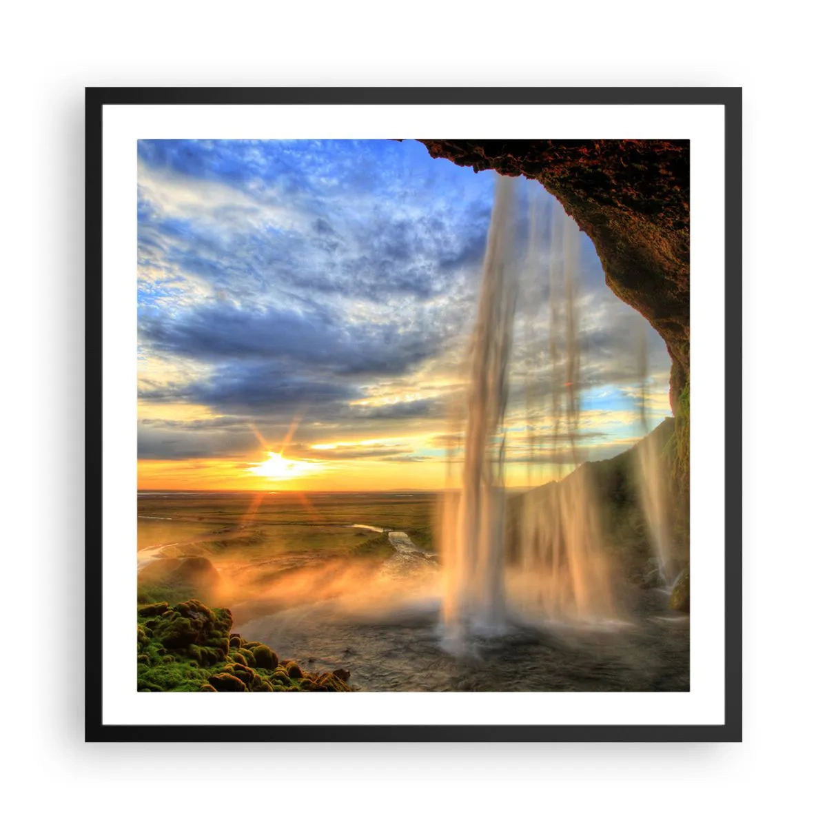 Poszter fehér keretben - Cseppfátyol mögötti világ - 60x60 cm