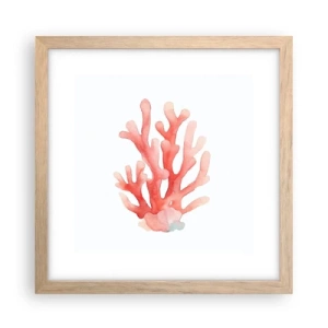Poszter világos tölgy keretben - A korall színe - 30x30 cm