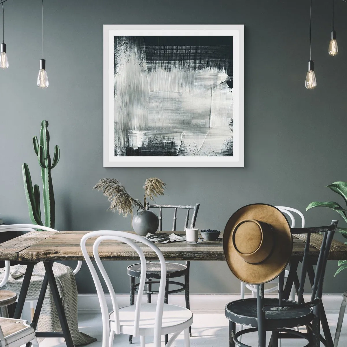 Poszter fekete keretben - Függőlegből és vízszintből szőtt - 30x30 cm