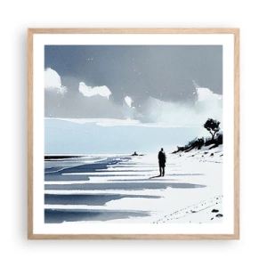 Poszter világos tölgy keretben - Egyedül - 60x60 cm