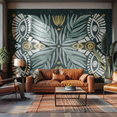 Fotótapéta Standard Eco - Mint egy népi kivágás - Boho, Minta, Növénytan - 300x210 cm